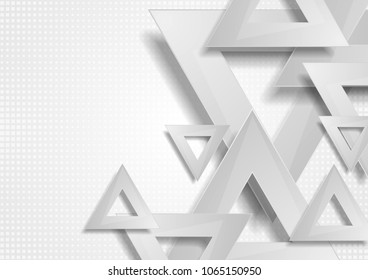 Grey abstract triangles tech geometric background. Vector design