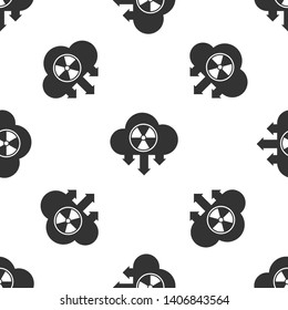 Grey Acid rain and radioactive cloud icon isolated seamless pattern on white background. Effects of toxic air pollution on the environment. Vector Illustration