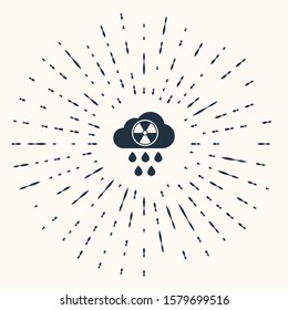 Grey Acid rain and radioactive cloud icon isolated on beige background. Effects of toxic air pollution on the environment. Abstract circle random dots. Vector Illustration