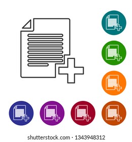 Grey Add new file line icon isolated on white background. Copy document icon. Vector Illustration