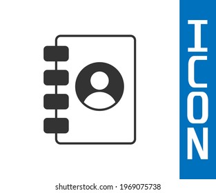 Grey Address book icon isolated on white background. Notebook, address, contact, directory, phone, telephone book icon.  Vector