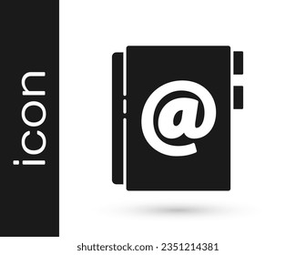 Grey Address book icon isolated on white background. Notebook, address, contact, directory, phone, telephone book icon.  Vector Illustration