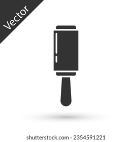 Grey Adhesive roller for cleaning clothes icon isolated on white background. Getting rid of debris, dust, hair, fluff, pet wool.  Vector Illustration