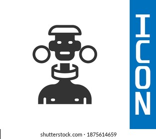Grey African tribe male icon isolated on white background.  Vector