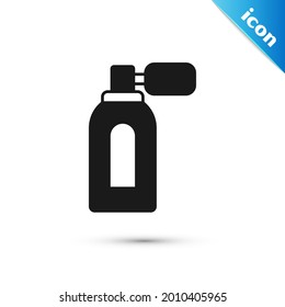 Grey Aftershave bottle with atomizer icon isolated on white background. Cologne spray icon. Male perfume bottle.  Vector