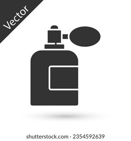 Frasco de gris aftershave con el icono del atomizador aislado sobre fondo blanco. Icono de pulverización de Colonia. Frasco de perfume masculino.  Ilustración vectorial