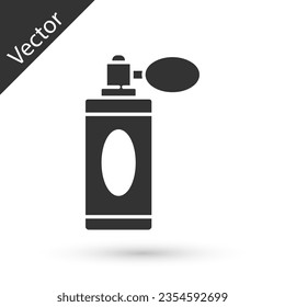 Frasco de gris aftershave con el icono del atomizador aislado sobre fondo blanco. Icono de pulverización de Colonia. Frasco de perfume masculino.  Ilustración vectorial