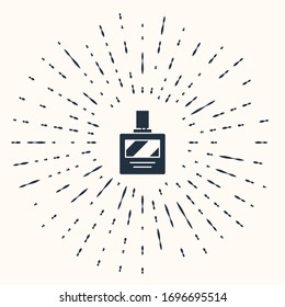 Grey Aftershave icon isolated on beige background. Cologne spray icon. Male perfume bottle. Abstract circle random dots. Vector Illustration