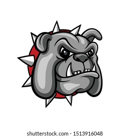 Grey Agressive Bulldog Head Vector