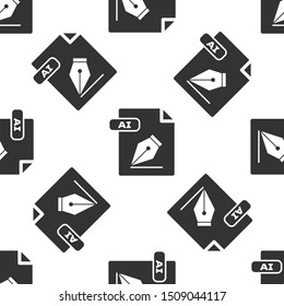 Grey AI file document. Download ai button icon isolated seamless pattern on white background. AI file symbol.  Vector Illustration
