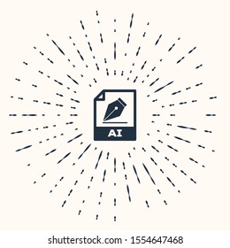 Grey AI file document. Download ai button icon isolated on beige background. AI file symbol. Abstract circle random dots. Vector Illustration