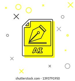 Grey AI file document icon. Download ai button line icon isolated on white background. AI file symbol. Vector Illustration