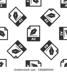 Grey AI file document icon. Download ai button icon isolated seamless pattern on white background. AI file symbol. Vector Illustration