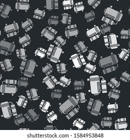 Grey Air compressor icon isolated seamless pattern on black background.  Vector Illustration