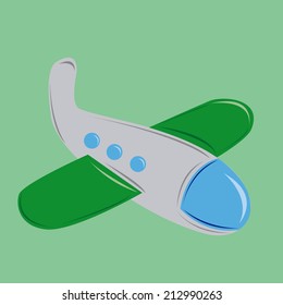 a grey airplane on a green background