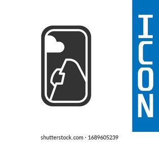 Graues Flugzeugfenster, Symbol einzeln auf weißem Hintergrund. Flugzeugporthole. Vektorillustration-Illustration