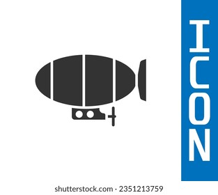 Grey Airship icon isolated on white background.  Vector Illustration