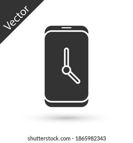 Icono de la interfaz del smartphone de la aplicación Gray Alarm con fondo blanco.  Vector
