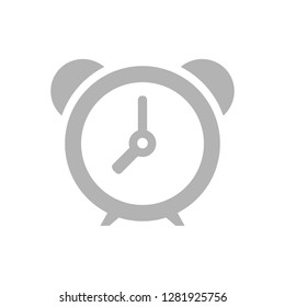 Grey alarm clock icon on a white background