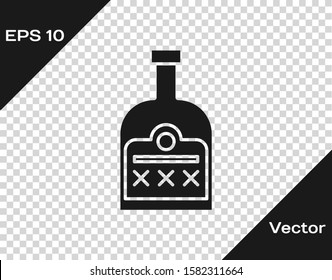 Grey Alcohol drink Rum bottle icon isolated on transparent background.  Vector Illustration
