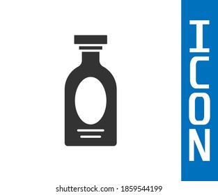 Grey Alcohol drink Rum bottle icon isolated on white background.  Vector