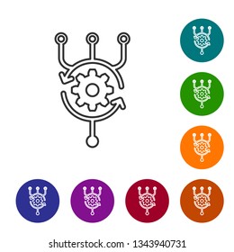 Grey Algorithm line icon isolated on white background. Algorithm symbol design from Artificial Intelligence collection. Vector Illustration