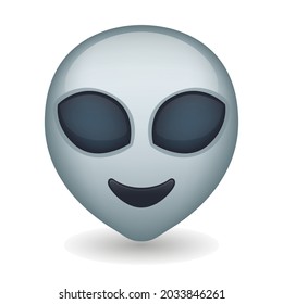 Grey Alien Face Emoji Icon Illustration Sign. Extraterrestrial Creature Vector Symbol Emoticon Design Vector Clip Art.