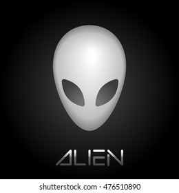 Grey alien Face On Black Background. Vector illustration