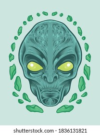 The Grey Alien Head Vector Illustration