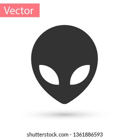 Grey Alien icon isolated on white background. Extraterrestrial alien face or head symbol. Vector Illustration