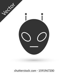 Grey Alien icon isolated on white background. Extraterrestrial alien face or head symbol.  Vector Illustration