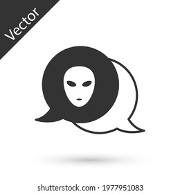 Grey Alien icon isolated on white background. Extraterrestrial alien face or head symbol.  Vector