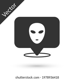 Grey Alien icon isolated on white background. Extraterrestrial alien face or head symbol.  Vector