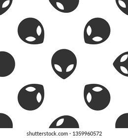 Grey Alien icon isolated seamless pattern on white background. Extraterrestrial alien face or head symbol. Vector Illustration