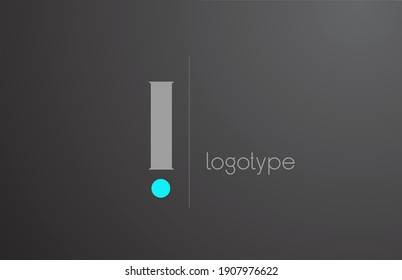 I grey alphabet letter logo for business. Unique corporate identity and lettering. Company icon branding design with blue dot and line
