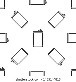 Grey Aluminum can icon isolated seamless pattern on white background. Vector Illustration