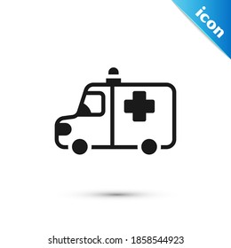 Grey Ambulance and emergency car icon isolated on white background. Ambulance vehicle medical evacuation.  Vector