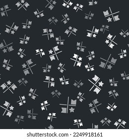 Grey American flag icon isolated seamless pattern on black background. Flag of USA. United States of America.  Vector