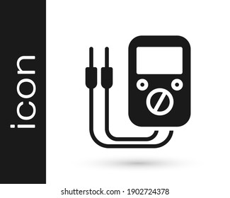 Grey Ampere meter, multimeter, voltmeter icon isolated on white background. Instruments for measurement of electric current.  Vector Illustration