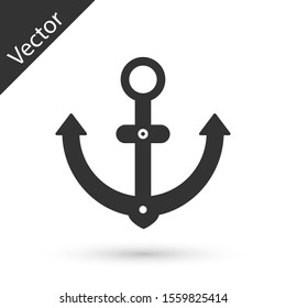 Grey Anchor icon isolated on white background.  Vector Illustration