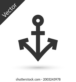 Grey Anchor icon isolated on white background.  Vector