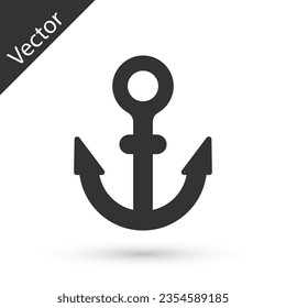 Graue Ankersymbol einzeln auf weißem Hintergrund.  Vektorgrafik