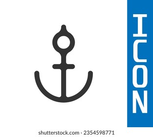 Grey Anchor icon isolated on white background.  Vector Illustration