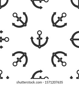 Grey Anchor icon isolated seamless pattern on white background.  Vector Illustration