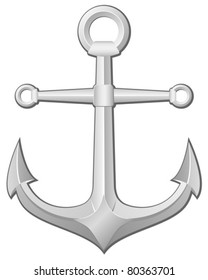 Grey anchor on a white background. Vector illustration.