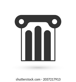 Grey Ancient column icon isolated on white background.  Vector
