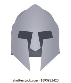 Grey ancient helmet. front side. vector