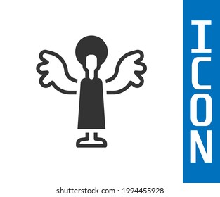 Grey Angel icon isolated on white background.  Vector