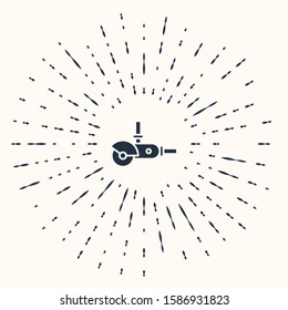 Grey Angle grinder icon isolated on beige background. Abstract circle random dots. Vector Illustration