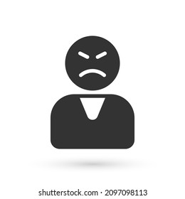 Grey Angry Customer Icon Isolated On White Background.  Vector